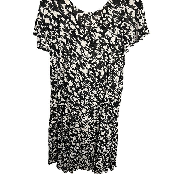 Denim 24/7 Black & White Abstract Print Dress 1X 22/24 Oversized Maxi - Picture 6 of 13